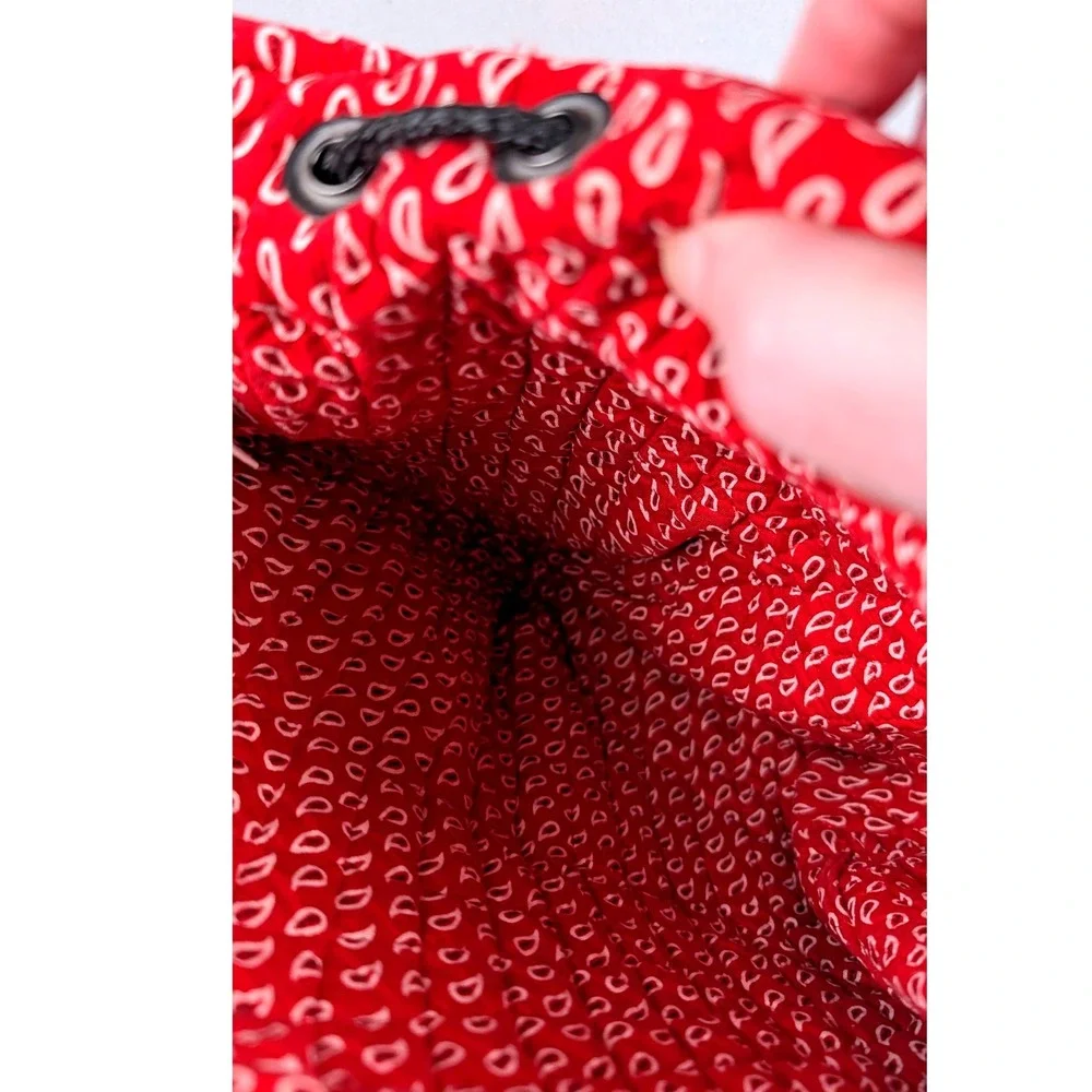 Vera Bradley Red Bandana Floral Quilted Cotton Backpack Drawstring‎ Small Bag